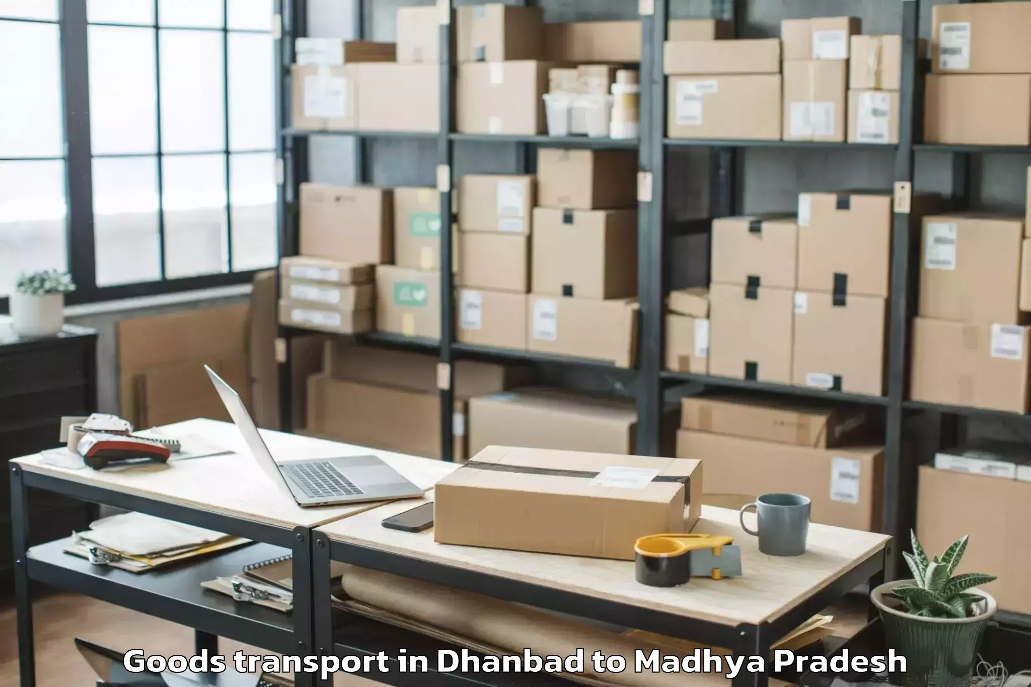 Easy Dhanbad to Saugor Goods Transport Booking